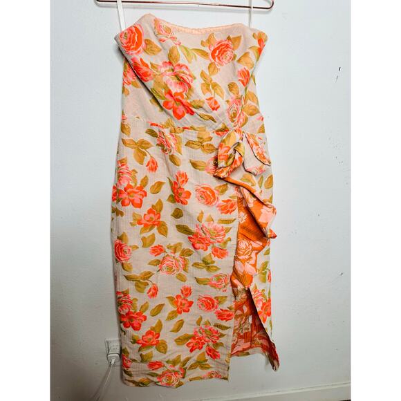 SHOSHANNA Multicolor Floral Cotton Blend Statement Bow Tie Merlin Dress Size 12 - Picture 3 of 16